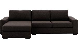 Goossens Hoekbank Lucca Met Chaise Longue donkerbruin, stof, 2,5-zits, stijlvol landelijk met chaise longue links