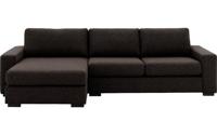 Goossens Hoekbank Lucca Met Chaise Longue donkerbruin, stof, 2,5-zits, stijlvol landelijk met chaise longue links