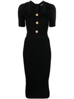 Balmain button-embellished ribbed-knit dress - Noir - thumbnail