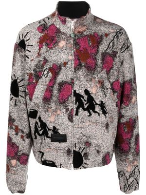 4SDESIGNS veste zippée à imprimé abstrait - Gris