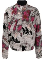 4SDESIGNS veste zippée à imprimé abstrait - Gris