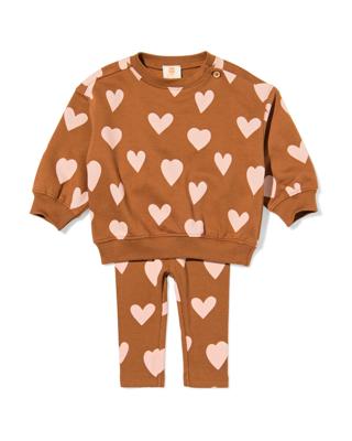 HEMA Baby Kledingset Hartjes Bruin (bruin)