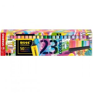 STABILO BOSS ORIGINAL markeerstift, deskset van 23 stuks in geassorteerde kleuren