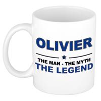 Olivier cadeau mok - man myth legend - naam koffiemok / beker - wit en blauw - 300 ml