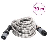 VidaXL Tuinslang met sproeikop 0,6&apos;&apos; 30 m roestvrij staal zilverkleur