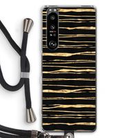 Gouden strepen: Sony Xperia 1 III Transparant Hoesje met koord