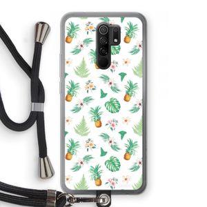 Ananas bladeren: Xiaomi Redmi 9 Transparant Hoesje met koord