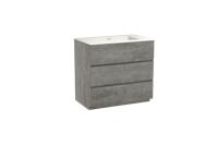 Storke Edge staand badmeubel 85 x 52 cm beton donkergrijs met Mata enkele wastafel in solid surface