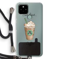 But first coffee: Pixel 5 Transparant Hoesje met koord