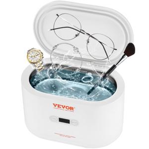 VEVOR Ultrasoonreiniger Ultrasoon roestvrij staalreiniger 30 W, 650 ml Ultrasoonreiniger met digitaal display, wit Vijf beschikbare modellen voor sieraden, brillen, horloges, enz.