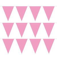 Pakket van 3x stuks baby roze vlaggenlijn slingers extra groot 10 meter - Vlaggenlijnen