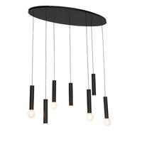 QAZQA Design hanglamp zwart ovaal 7-lichts - Tuba