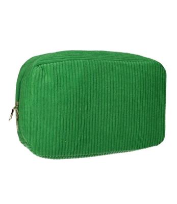 Traveller Toilettas rib stof groen 28x17cm Traveller Toilettas rib stof groen 28x17cm