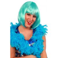 Turquoise blauwe verkleed veren boa 180 cm   - - thumbnail