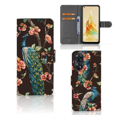 OPPO Reno8 T 4G | Telefoonhoesje | Met pasjeshouder | Pauw met Bloemen