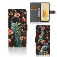OPPO Reno8 T 4G | Telefoonhoesje | Met pasjeshouder | Pauw met Bloemen