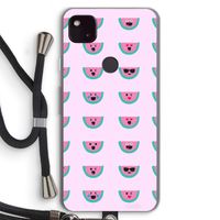 Smiley watermeloenprint: Pixel 4a 5G Transparant Hoesje met koord