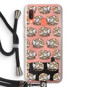 Slapende poes: Samsung Galaxy A20e Transparant Hoesje met koord