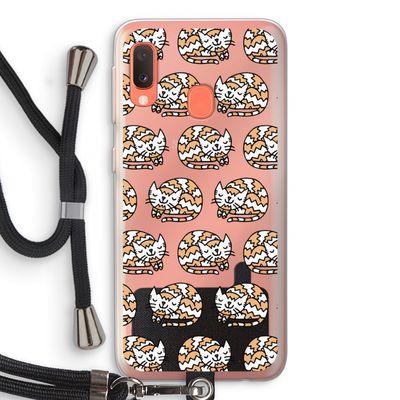 Slapende poes: Samsung Galaxy A20e Transparant Hoesje met koord