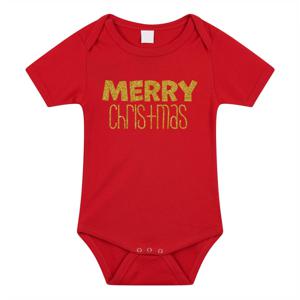 Kerst baby rompertje - rood - glitter goud - Merry Christmas - Kerst cadeau