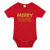 Kerst baby rompertje - rood - glitter goud - Merry Christmas - Kerst cadeau