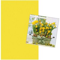 Pasen tafeldecoratie set geel tafelkleed en 20x paas thema servetten met narcissen bloemen print - thumbnail