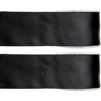 Satijn Sierlinten - 2x - zwart - glanzend - breed 25 mm - Lengte 25 meter - cadeau inpakken - versie