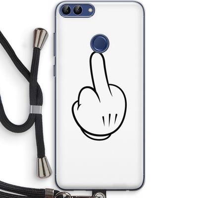 Middle finger white: Huawei P Smart (2018) Transparant Hoesje met koord
