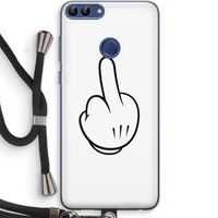 Middle finger white: Huawei P Smart (2018) Transparant Hoesje met koord