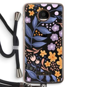Flowers with blue leaves: Motorola Moto Z Force Transparant Hoesje met koord
