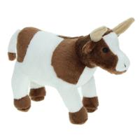 Cornelissen Pluche knuffel dier Koe - bruin/wit - 23 cm - Boerderij dieren