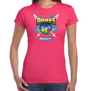 Apres ski t-shirt voor dames - apres ski instructor - roze - winter outfit