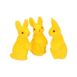 Kleine decoratie paashaasjes - geel - 5 cm - set 6x stuks - polyester