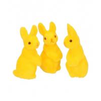 Kleine decoratie paashaasjes - geel - 5 cm - set 6x stuks - polyester