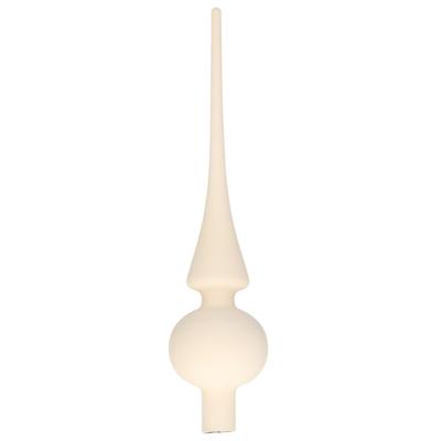 Decoris Kerst piek - wol wit - 26 cm - glas - mat - kerstboompiek