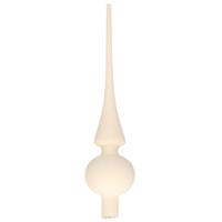 Decoris Kerst piek - wol wit - 26 cm - glas - mat - kerstboompiek