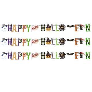 Horror/halloween letterslinger - 3x - Happy Halloween - papier - 250 cm - Feestartikelen/versiering