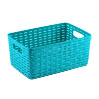 Opbergmand - Kastmand - rotan kunststof - turquoise blauw - 10 Liter - 22 x 33 x 16 cm - thumbnail