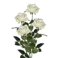 Mica decorations kunstroos kunstbloemen - 4x - creme wit - 66 cm - boeketten - rozen