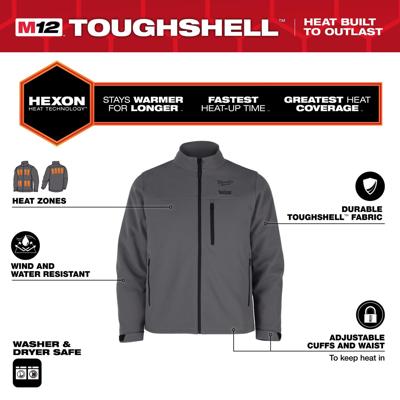 Milwaukee M12™ HJGR6-0 (XL) HEXON verwarmde jas grijs - 4932493828