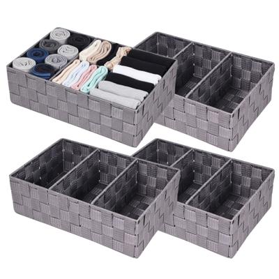Opbergmanden - 4x - 3 vaks - grijs - ladekast organizer - ondermode