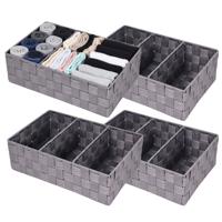 Opbergmanden - 4x - 3 vaks - grijs - ladekast organizer - ondermode