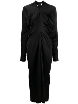 Lanvin robe drapée en satin à coupe mi-longue - Noir