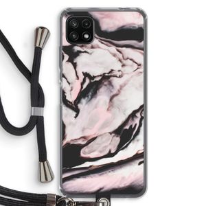 Roze stroom: Samsung Galaxy A22 5G Transparant Hoesje met koord