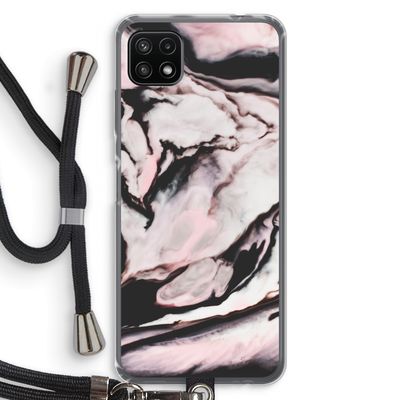 Roze stroom: Samsung Galaxy A22 5G Transparant Hoesje met koord