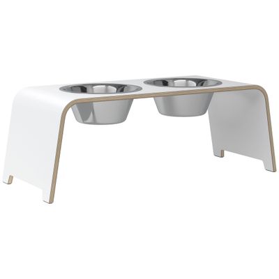 dogBar® Honden voerbar Beech Wood, wit, Maat: L