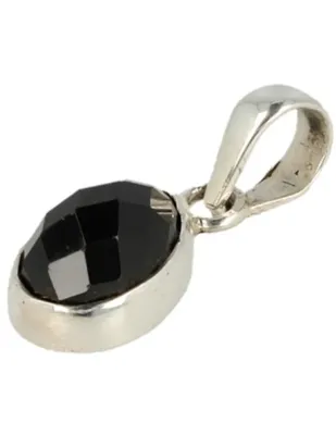 Edelsteen Hanger Zwarte Spinel - Druppelvormig - 925 Zilver