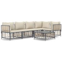 The Living Store Loungeset - Antraciet - Poly Rattan - Hoekbank 72x72x66 cm - Middenbank 72x70x66 cm - Tafel 70x70x34 - thumbnail