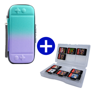 Case geschikt voor Nintendo Switch / Nintendo Switch OLED + Game Card hoes - 12 Games - Draagtas - Opbergtas - Blauw/Paars/Wit