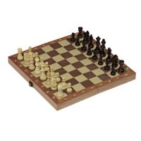 Houten schaakbord opvouwbaar 30 x 30 cm inclusief schaakstukken   - - thumbnail